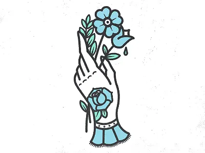 Cute flowers hand illustration logo roses tattoo traditional tulips