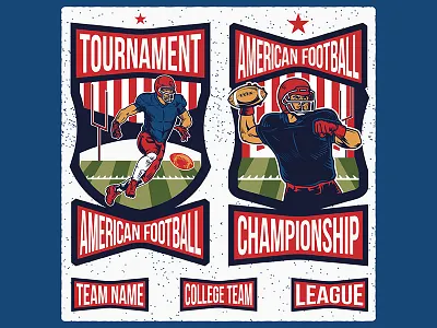 American Football Badges america american football college emblem graphic microstock retro rugby vintage