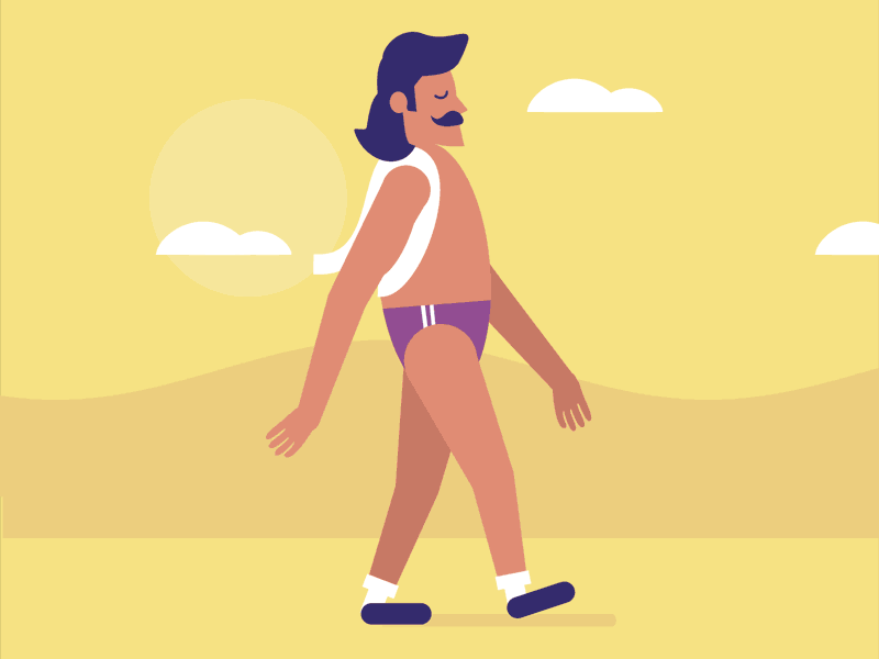 Beach Walk 2d animation flat illustration loop minimal summer walkcycle