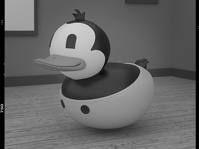 170109 black bw cartoon duck retro toon white