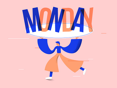 Monday art blue coral illustration monday organic overlay person pink plate running