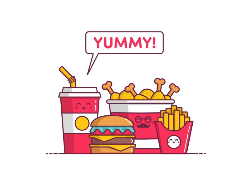 Yummy! after effects animation fastfood flat illustration vector