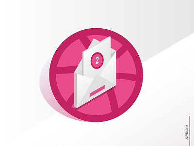 2 Invites dribbble invite isometric pink two