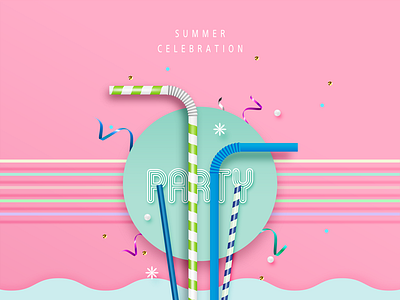 Party celebration color drink illustration party pink summer