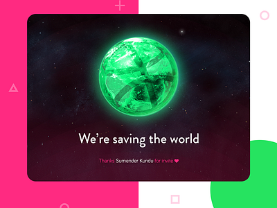 Hello Dribbble! card debut dribbble earth environment environment day invite shield thank you thanks