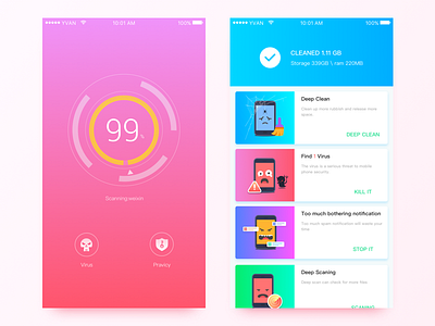 Phone Cleaner - Virus Scaning & Result Page card clean page phone result virus