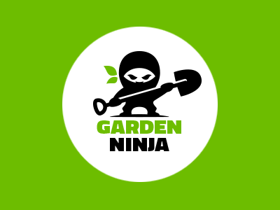 Garden Ninja agriculture farm garden grass japanese leaf logo ninja samurai shovel tree warrior