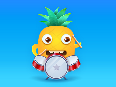 Drummer band drummer drumstick fruits game music pineapple star