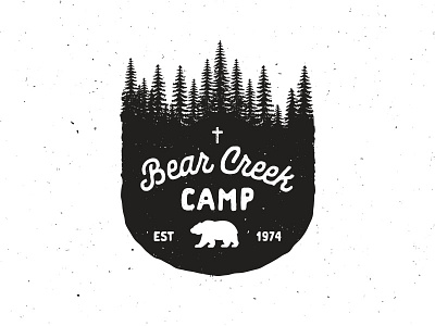 Bear Creek Camp Badge badge bear creek black camp cross shane harris summer texture trees