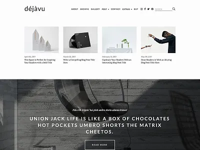 DejaVu - Minimal HTML Blogging Template blog blog template bootstrap creative gallery masonry minimal minimalist modern parallax personal blog