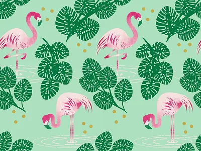 Flamingo Wallpaper bird digital flamingo illustration leaf palm pattern personal repeat wallpaper watercolor