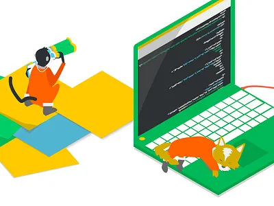 UX Research + Dev illustration animalsinspace caravel collaboration ui ux uxresearch