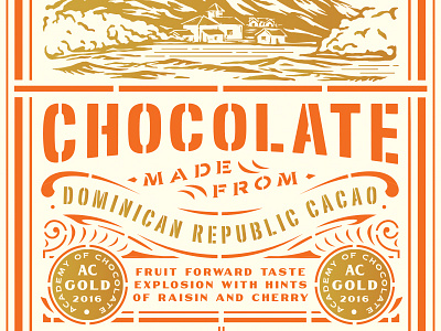 Chocolate chocolate flourish mountains packaging stencil typography