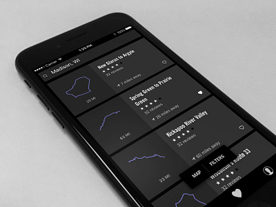 Find a route card design iphone list rating ui ux