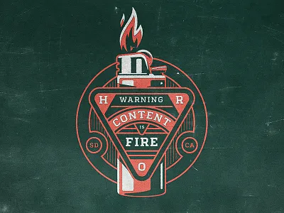 Content Is Fire badge flames fun hobby lighter texture