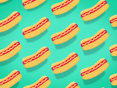 Floating Franks color franks hotdog illustration pattern weiner