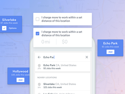 Locations! card checkbox component location map search