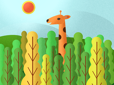 Giraffe in the jungle animal design flat giraffe grain illustration jungle vector