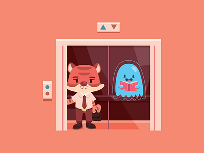 Come Home Late character elevator employe ghost kidlit night office tiger woker