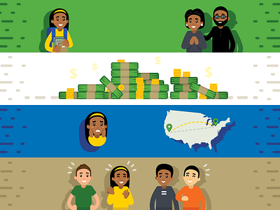 Illustrations for Video Animation academy animation cartoon characters explainer flat friends illustration money study student university usa