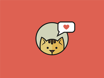Cat in love cat heart icon illustration line logo love mind vector