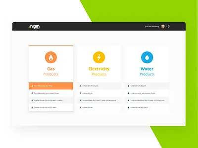 NGIN - Product Selection Page design eandis electricity gas ngin ui water