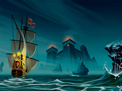 Piratenest art casual cinematic concept conceptart discover game handheld mist pirates rocks sea