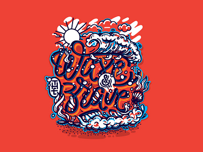 Wave & The Brave brave design graphic illustration lettering ocean print sea simple sunny surf wave