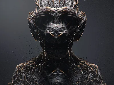 Face Exploration 01 3d abstract arnold c4d cinema4d digital face golden