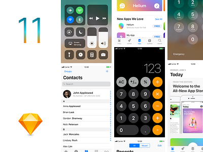 iOS11 GUI Sketch template gui ios ios11 iphone sketch source template ui ux