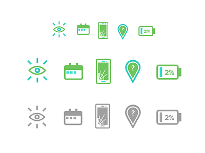 Draft Icons v3 Scale + Contrast battery calendar focus icon icons location mobile notifications phone time