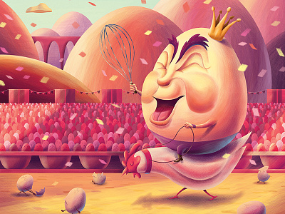 Sheldon the Terrible chicken egg humpty dumpty insolent king mother goose nursery rhyme tycoon whisk