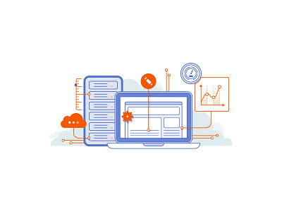 Get ur host on charts computer database hosting illustration load time spot illustration