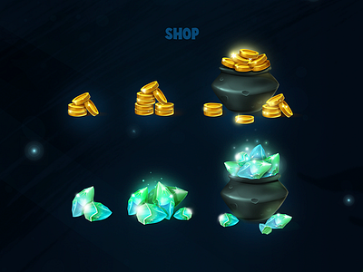 Shop icons for mobile game 2d art cg coins game gems gold gui mobile shop ui