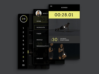 Hiit App Screens app design exercise hiit ui ux