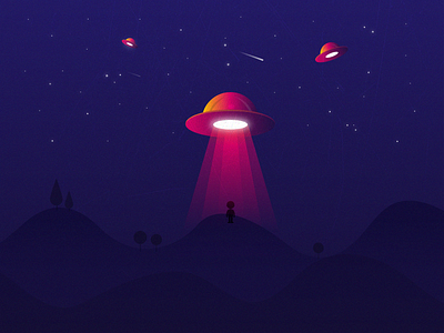 UFO - Dreamy Night aliens colorful illustration night sky space star ufo vector