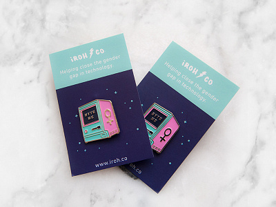 Byte Me enamel enamel pin gold marble pink pins teal tech vector women in tech