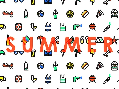 Summer Icons burger hotdog icon illustration pizza summer