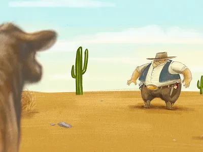 Gluttonous Cowboy cactus cow cowboy fat tumbleweed