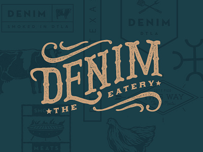 Denim the Eatery bbq branding distressed dtla food logo restaurant retro smoked vintage weathered western