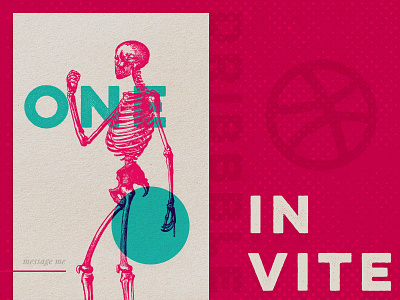 One Dribbble Invite dribbble illustration invite skeleton