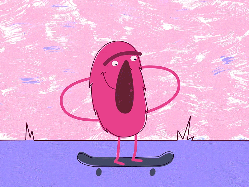 Speedy Boarding 2d animation after effects animation character character animation gif illustration looping pink skate wierd