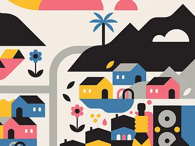 In the Valley graphic home illustration mountain nature texture vector wilderness