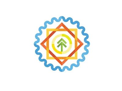 Tricon (never used) badge icon sprocket sun tree tri triathalon water
