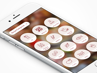 Recipe Categories app cookbook cooking icons mobile modal overlay recipe ui userexperience ux webby