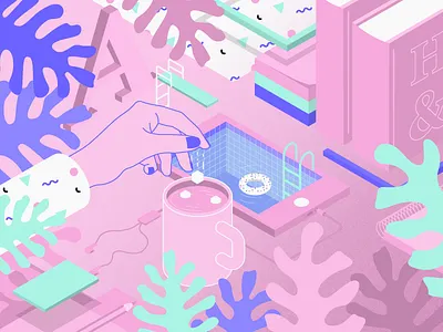 Isometric Illustration colors design illustration isometric pastels pool