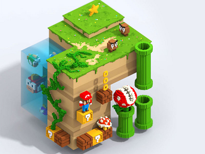 Mario Bros fan art 3d 8bits colombia gameart gamedesign magicavoxel mario nintendo pixel south america voxel voxelart