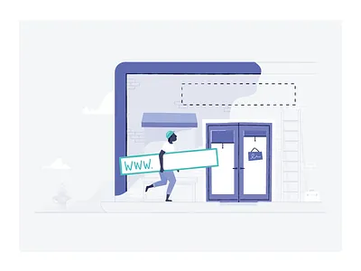 Domains Empty State character illustration shopify sign store