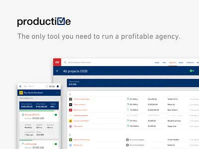 Productive.io - Web app agency app financial home landing material productive profitability tracking ui ux web