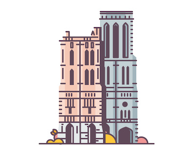 Saint Germain & Saint Jacques architecture church flat france illustrator paris saintgermain saintjacques tower